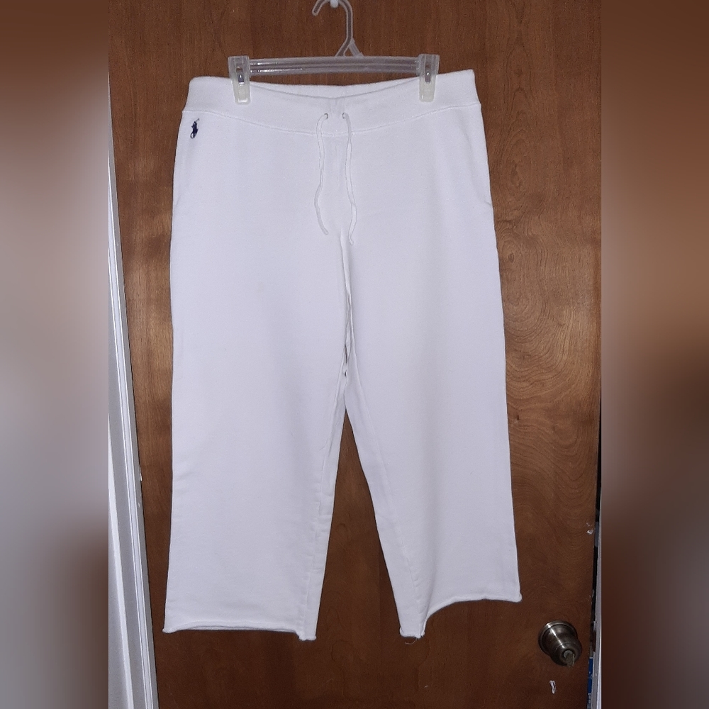 Large Ralph Lauren Sport White Capri length sweatpants